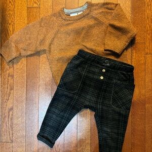 Zara cozy Sweater and Plaid Pants Set